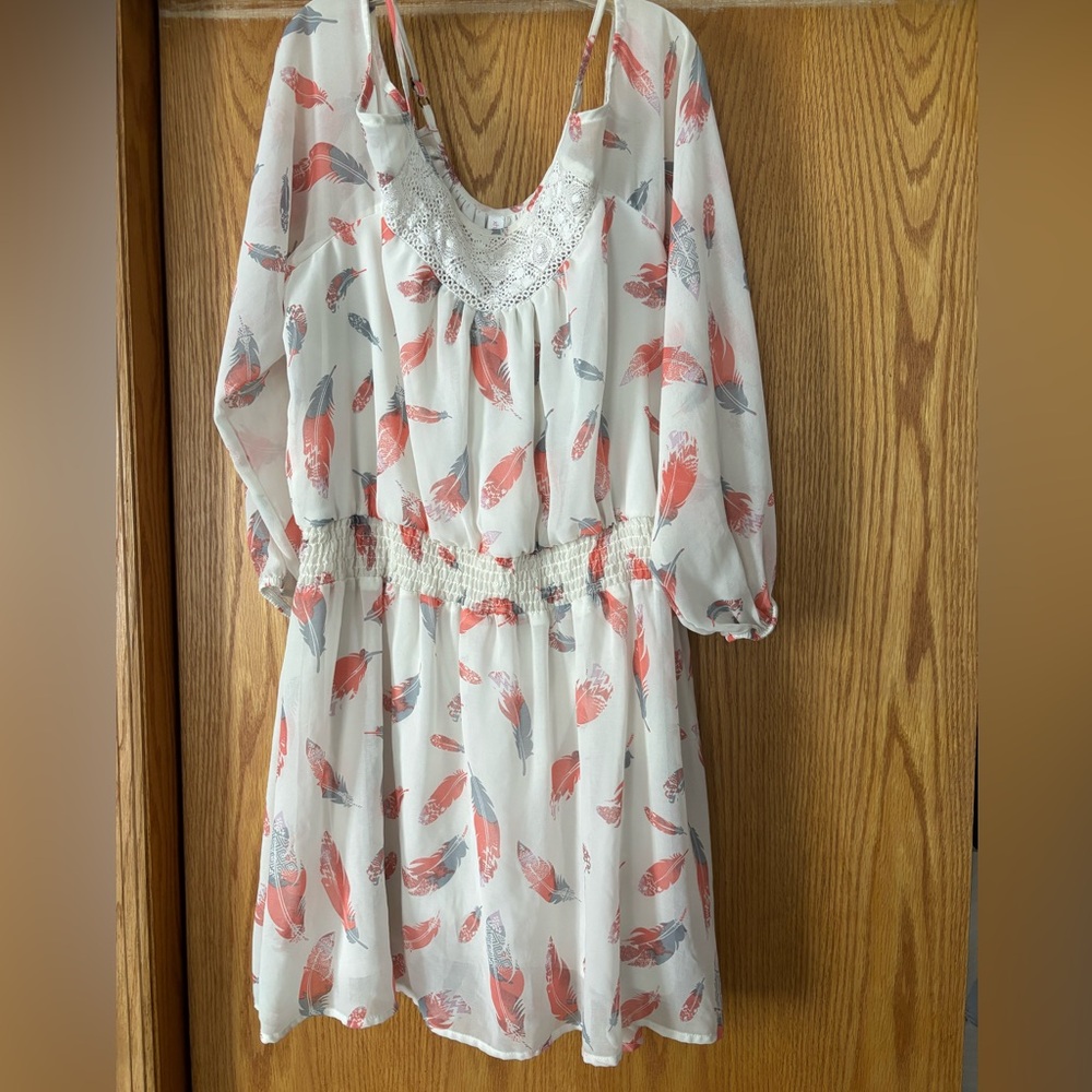 Xhilaration Floral Print Blouse with Ruffle Trim